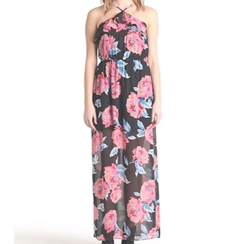Want & Need Ruffle Halter Maxi Dress